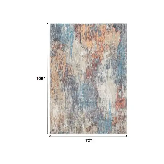 Blue Red Abstract Painting Modern Area Rug Photo 5