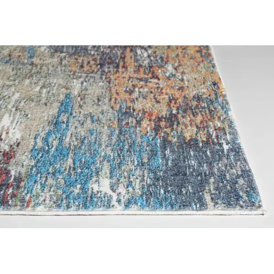 Blue Red Abstract Painting Modern Area Rug Photo 2