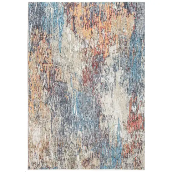 Blue Red Abstract Painting Modern Area Rug Photo 1