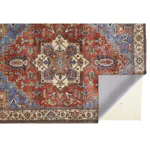 Photo of Blue Red And Ivory Floral Area Rug