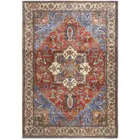 Photo of Blue Red And Ivory Floral Area Rug