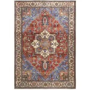 Photo of Blue Red And Ivory Floral Area Rug