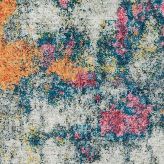 Blue Red And Orange Abstract Distressed Area Rug Photo 8