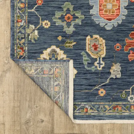 Blue Red And Yellow Oriental Area Rug With Fringe Photo 8