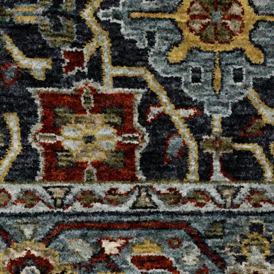 Blue Red Beige Orange Green And Rust Oriental Power Loom Stain Resistant Area Rug With Fringe Photo 4