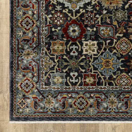 Blue Red Beige Orange Green And Rust Oriental Power Loom Stain Resistant Area Rug With Fringe Photo 2