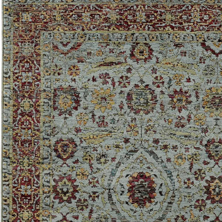 Blue Red Green And Gold Oriental Power Loom Stain Resistant Area Rug Photo 3