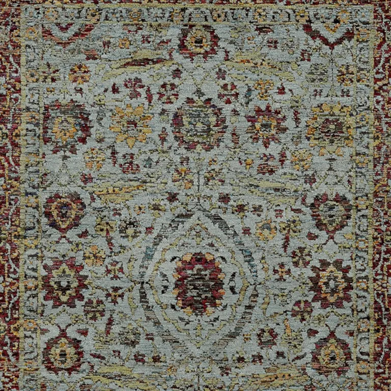 Blue Red Green And Gold Oriental Power Loom Stain Resistant Area Rug Photo 3