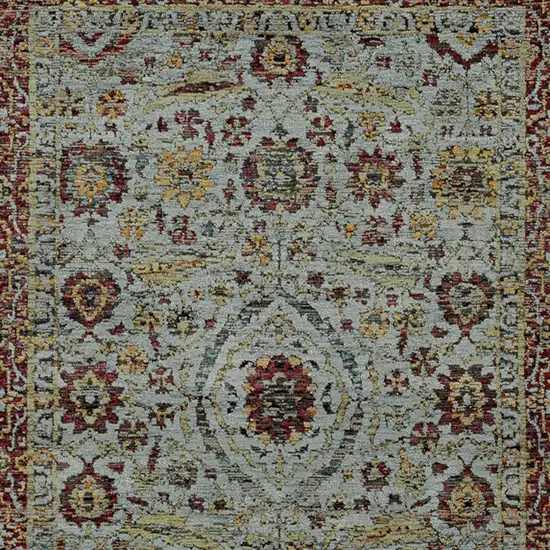 Blue Red Green And Gold Oriental Power Loom Stain Resistant Area Rug Photo 3