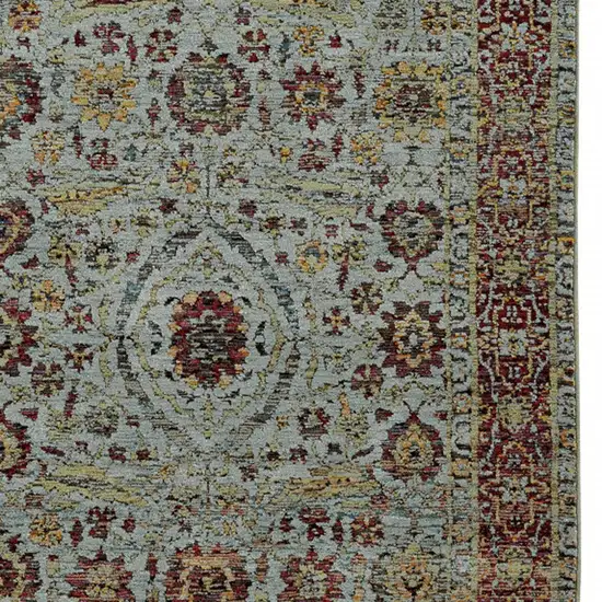 Blue Red Green And Gold Oriental Power Loom Stain Resistant Area Rug Photo 3