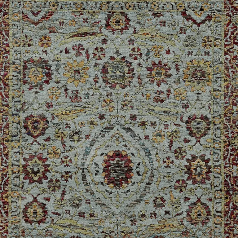 Blue Red Green And Gold Oriental Power Loom Stain Resistant Area Rug Photo 3