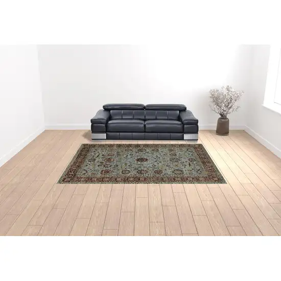 Blue Red Green And Gold Oriental Power Loom Stain Resistant Area Rug Photo 2