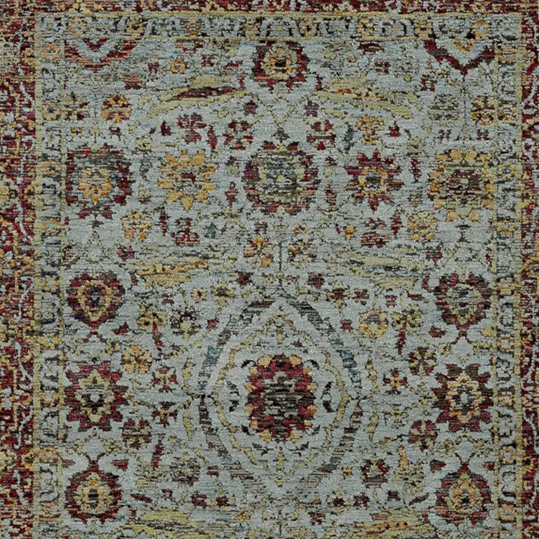 Blue Red Green And Gold Oriental Power Loom Stain Resistant Area Rug Photo 3