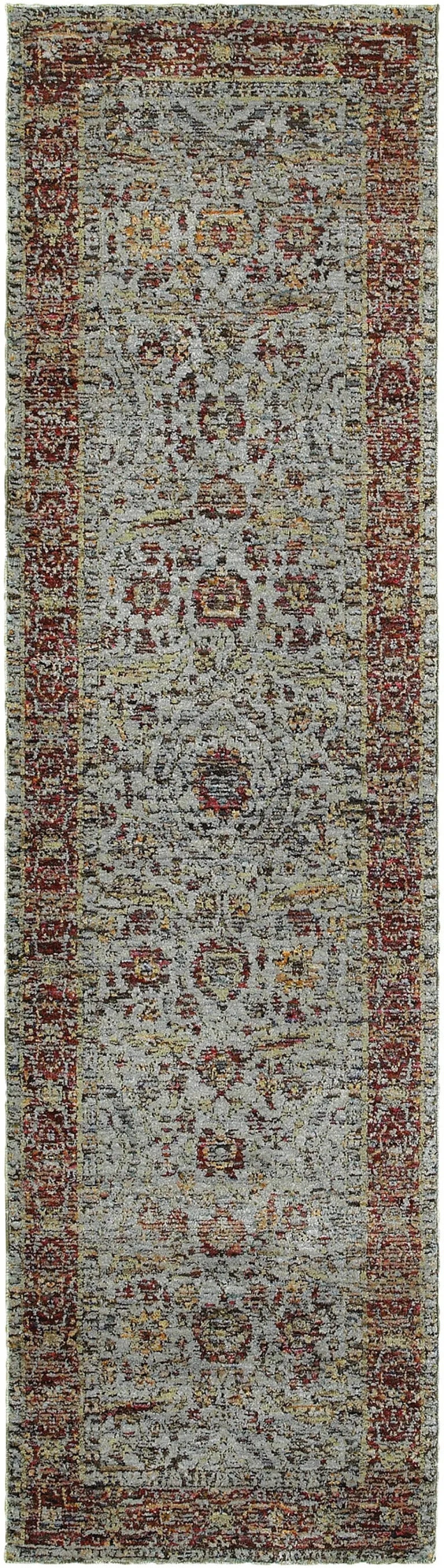 Blue Red Green And Gold Oriental Power Loom Stain Resistant Runner Rug Photo 1