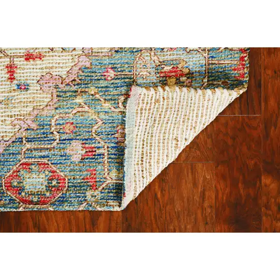 Blue Red Hand Woven Diamond Medallion Indoor Area Rug Photo 4