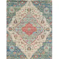 Photo of Blue Red Hand Woven Diamond Medallion Indoor Area Rug
