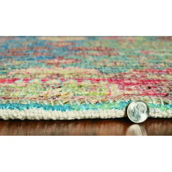 Blue Red Hand Woven Floral Traditional Indoor Accent Rug Photo 6