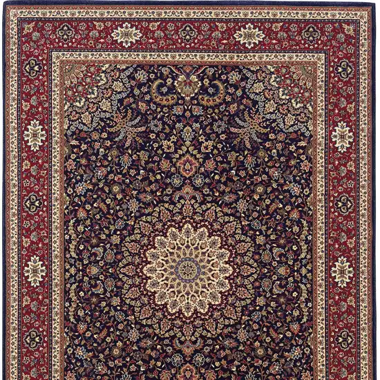 Blue Red and Ivory Oriental Area Rug Photo 5