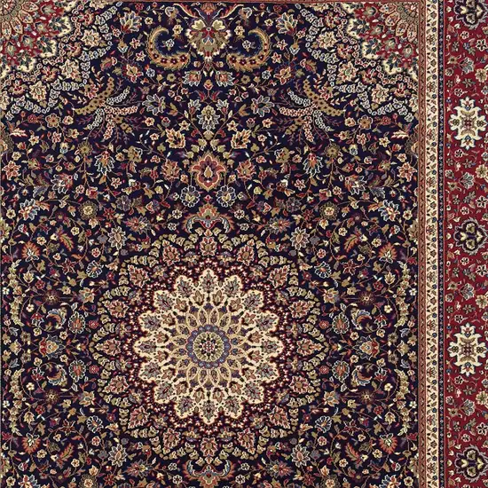 Blue Red and Ivory Oriental Area Rug Photo 4