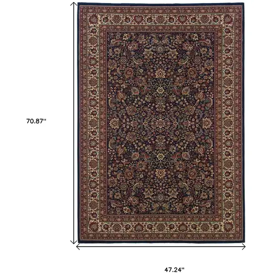 Blue Red and Ivory Oriental Area Rug Photo 3