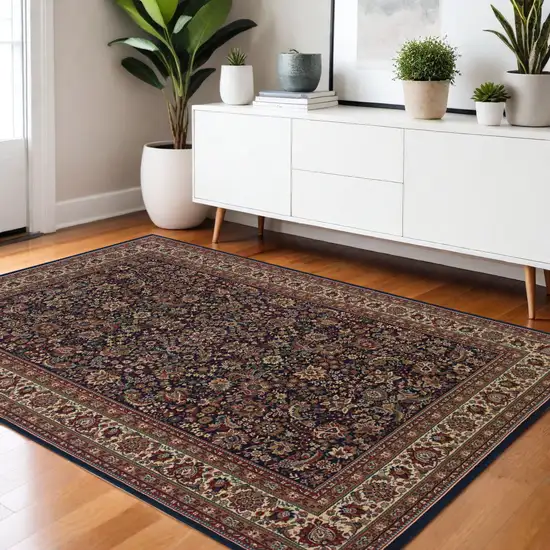 Blue Red and Ivory Oriental Area Rug Photo 1