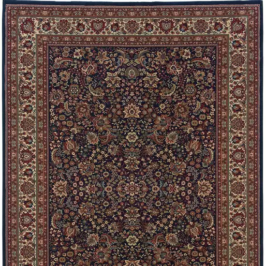 Blue Red and Ivory Oriental Area Rug Photo 5