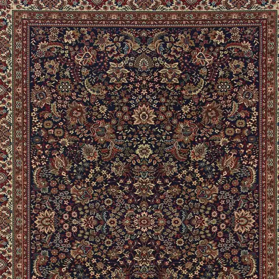 Blue Red and Ivory Oriental Area Rug Photo 4