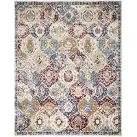 Photo of Blue Red and Orange Floral Distressed Non Skid Area Rug