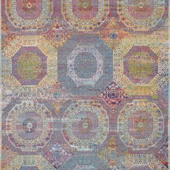 Blue Red and Orange Geometric Distressed Non Skid Area Rug Photo 9