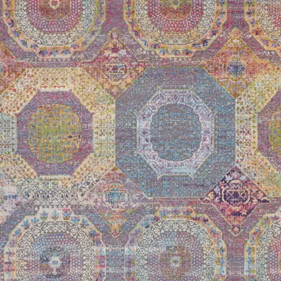 Blue Red and Orange Geometric Non Skid Area Rug Photo 8