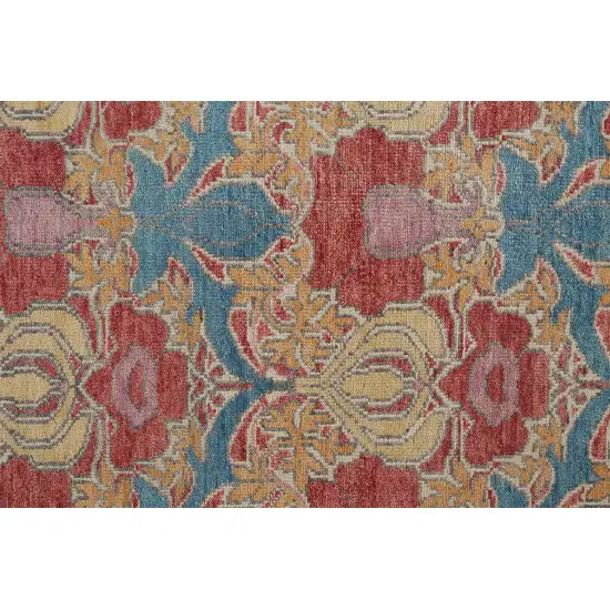 Blue Red and Yellow Wool Oriental Hand Knotted Area Rug Photo 6