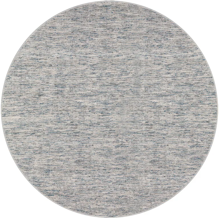 Blue Round Wool Hand Loomed Handmade Area Rug Photo 1