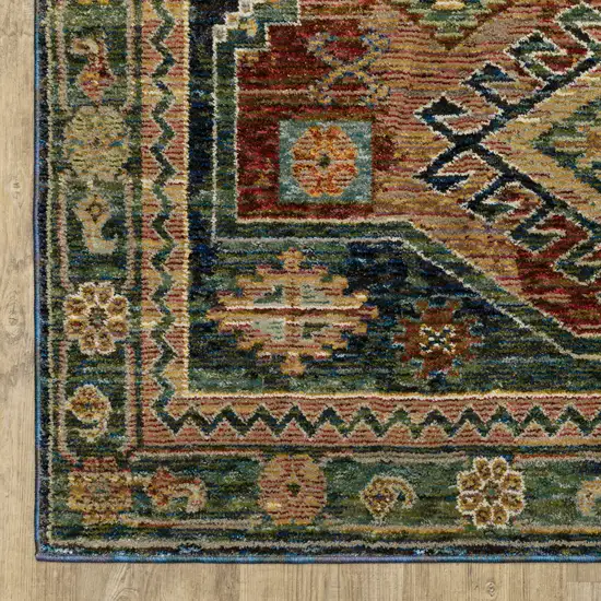 Blue Rust And Gray Tribal Area Rug Photo 9