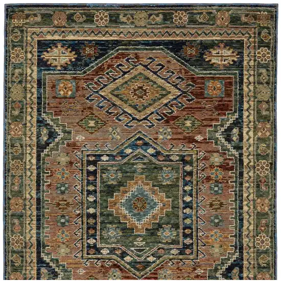 Blue Rust And Gray Tribal Area Rug Photo 4