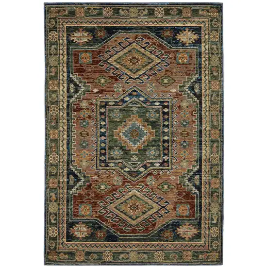 Blue Rust And Gray Tribal Area Rug Photo 4