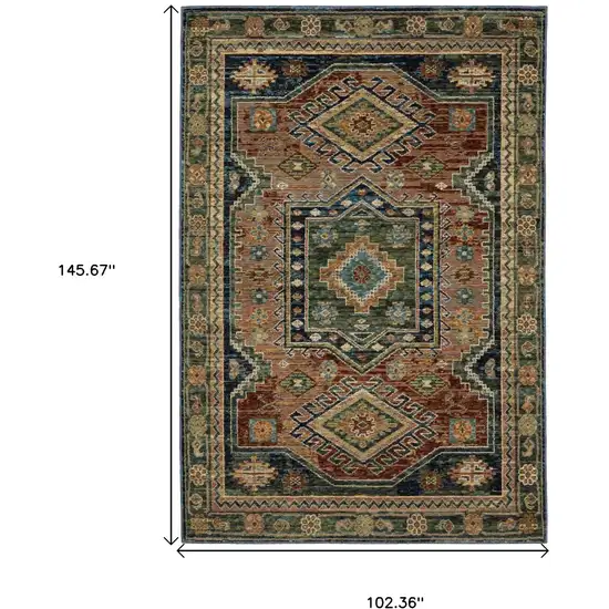 Blue Rust And Gray Tribal Area Rug Photo 3