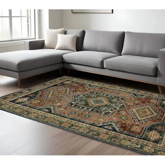 Blue Rust And Gray Tribal Area Rug Photo 1