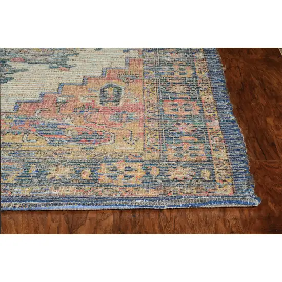 Blue Rust Orange Hand Woven Diamond Medallion Indoor Accent Rug Photo 3