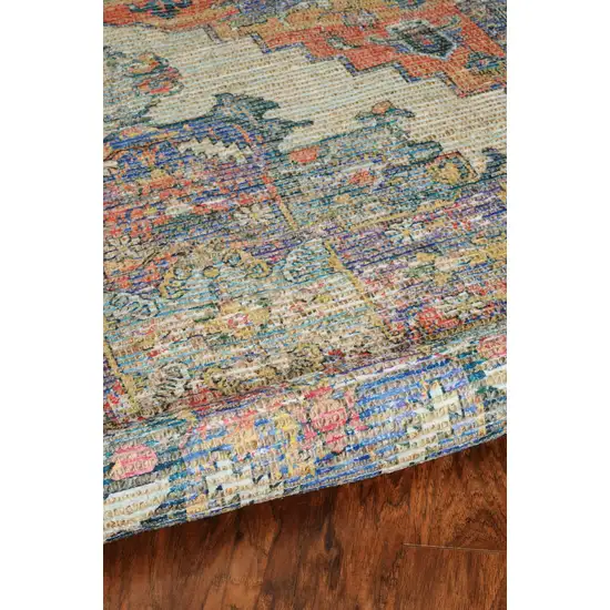 Blue Rust Orange Hand Woven Diamond Medallion Indoor Accent Rug Photo 4