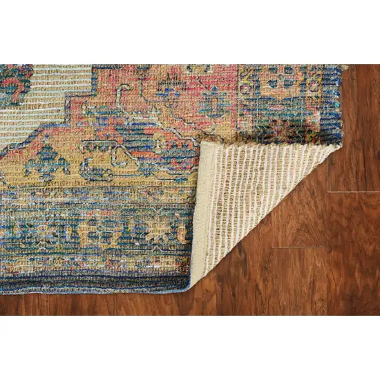 Blue Rust Orange Hand Woven Diamond Medallion Indoor Accent Rug Photo 5