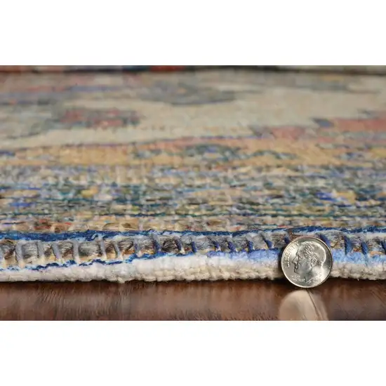 2'X4' Blue Rust Orange Hand Woven Diamond Medallion Indoor Accent Rug Photo 5