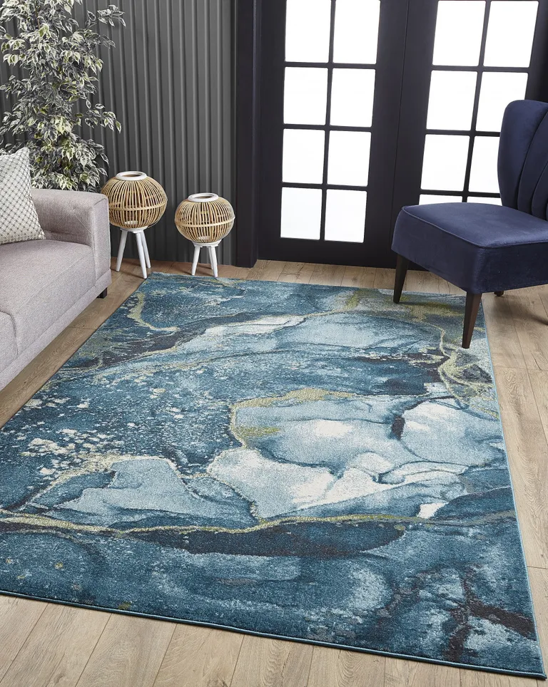 Blue Sage Abstract Stone Modern Area Rug Photo 5