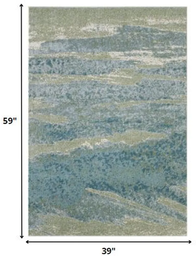 Blue Sage Impressionistic Ocean Area Rug Photo 3