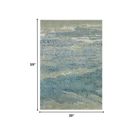 Blue Sage Impressionistic Ocean Area Rug Photo 3