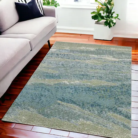 Blue Abstract Dhurrie Area Rug Photo 1