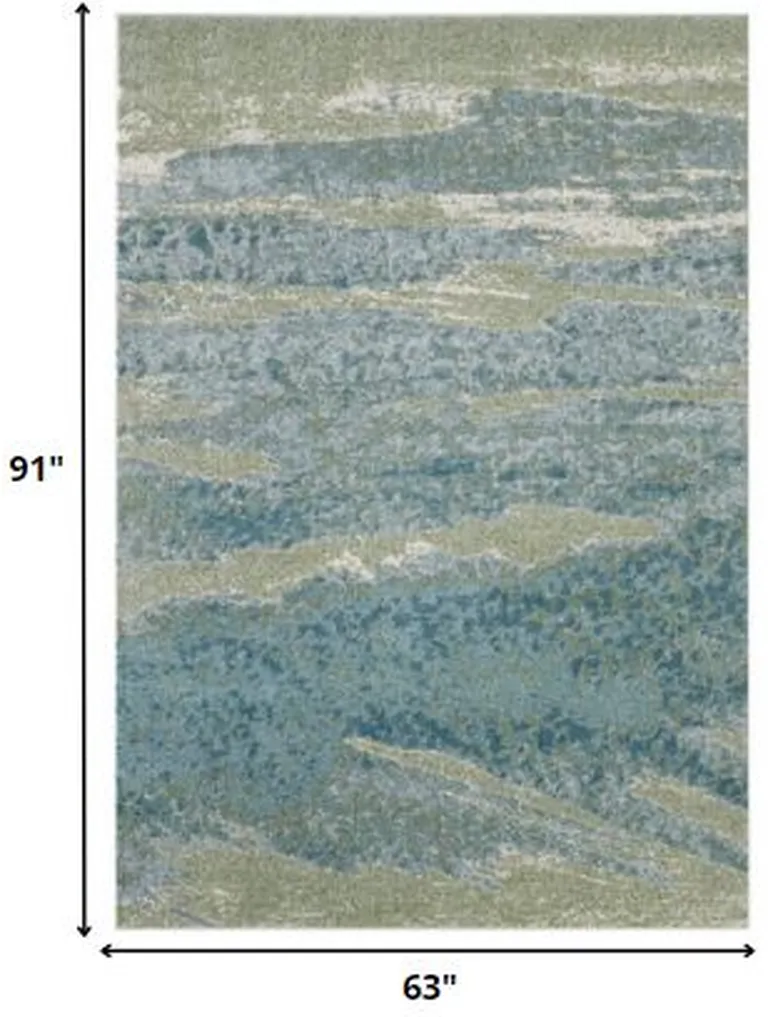 Blue Sage Impressionistic Ocean Area Rug Photo 3