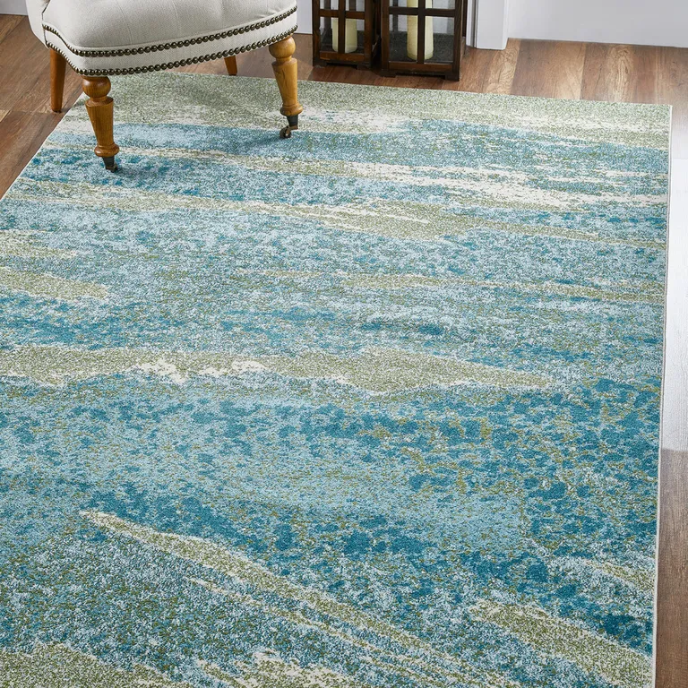 Blue Sage Impressionistic Ocean Area Rug Photo 5