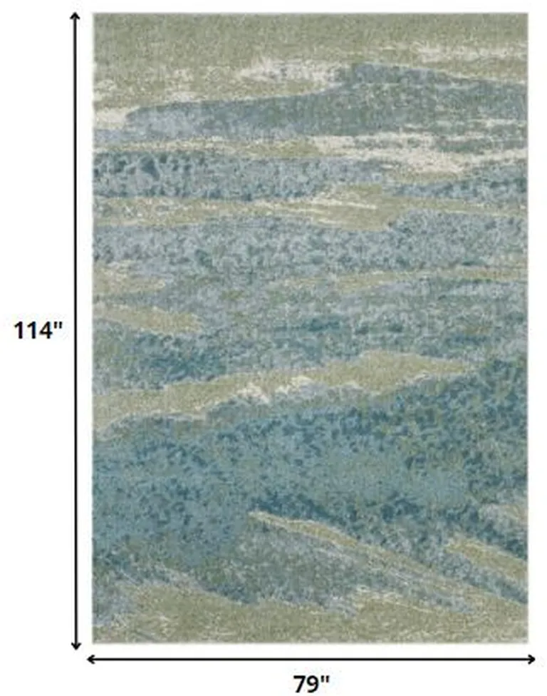 Blue Sage Impressionistic Ocean Area Rug Photo 4