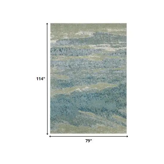 Blue Sage Impressionistic Ocean Area Rug Photo 4