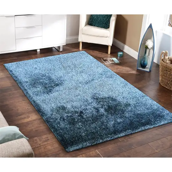 Blue Shag Hand Tufted Area Rug Photo 4